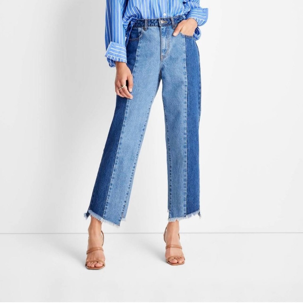Future Collective with Kahlana Barfield Brown Two-Tone Jeans
